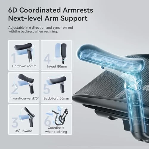 Ergonomic Office Chair with Ultra-Soft 6D Armrests and Dynamic Lumbar Support — Smart Chairs, SIHOO