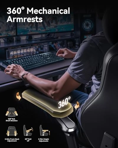 Gaming Chair with Ventilated and Heated Seat, Adjustable Armrests, Lumbar Support, and Footrest — Smart Chairs, AutoFull