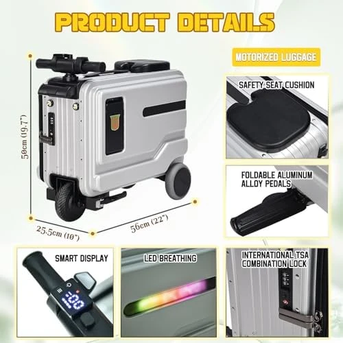Rideable Electric Luggage Carry-On — Smart Luggage, KONGQXIAA