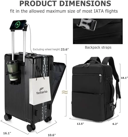 2 Piece Set Aluminium Frame PC Hard Shell Spinner Wheels Luggage — Smart Luggage, feilario