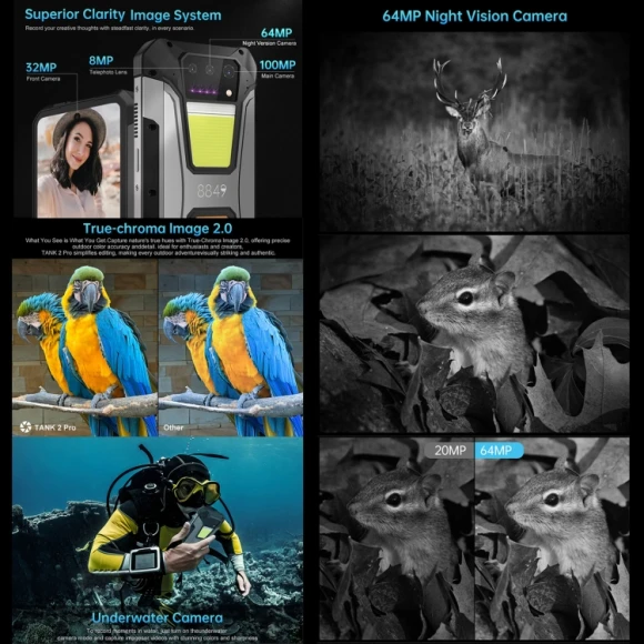 Tank 2 Pro Night Vision Projector Rugged Phone, Unihertz