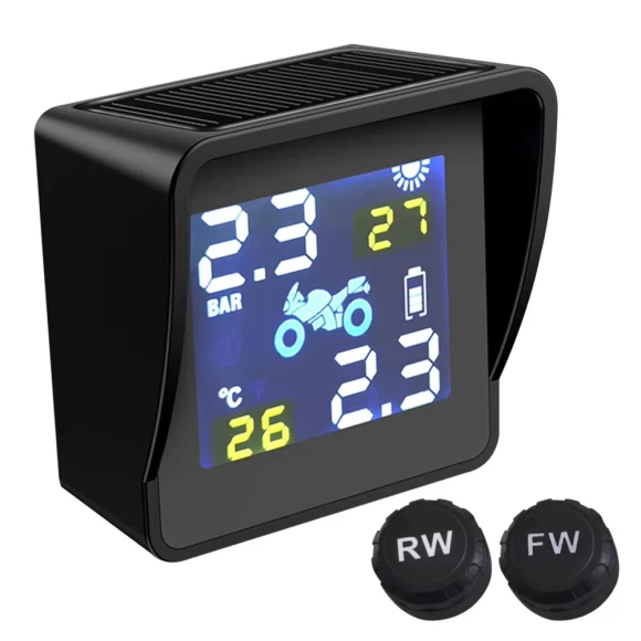 Solar Charging Tire Pressure Monitoring Alarm System with 2 External Sensors — TPMS