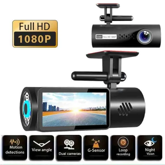 Car Driving Recorder with Front and Rear Cameras — Dash Cam