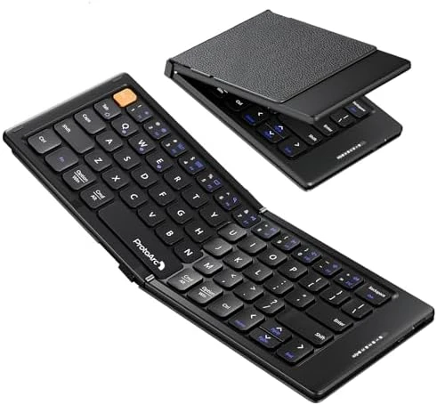 Foldable Compact Keyboard with PU Leather Cover — Bluetooth Keyboard, ProtoArc