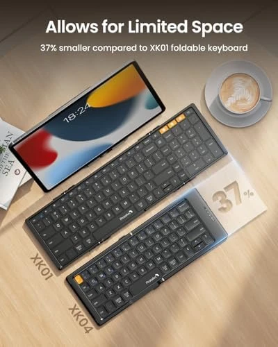 Foldable Compact Keyboard with PU Leather Cover — Bluetooth Keyboard, ProtoArc