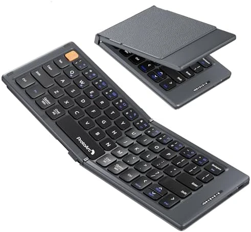 Foldable Compact Keyboard with PU Leather Cover — Bluetooth Keyboard, ProtoArc