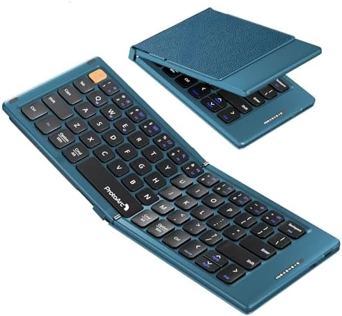 Foldable Compact Keyboard with PU Leather Cover — Bluetooth Keyboard, ProtoArc