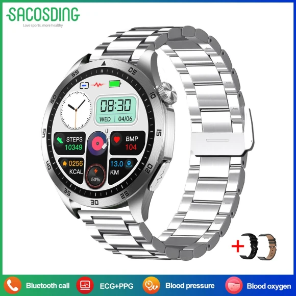 Smart Watch with ECG+PPG, Blood Pressure, Blood Oxygen, Body Temperature Monitoring — Smart Watch, SACOSDING