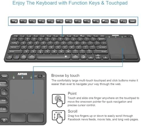 Universal Backlit Bluetooth Touch TV Keyboard with Touchpad — Bluetooth Keyboard, Arteck