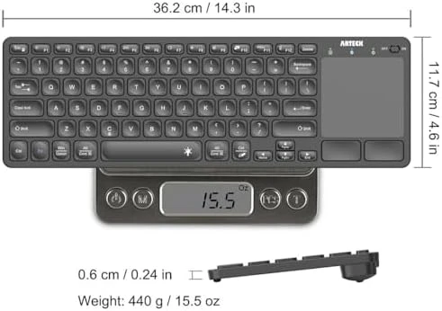 Universal Backlit Bluetooth Touch TV Keyboard with Touchpad — Bluetooth Keyboard, Arteck