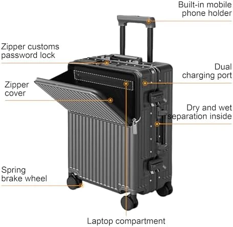 Carry-On Luggage with Spinner Wheels — Smart Luggage, AIWEINY