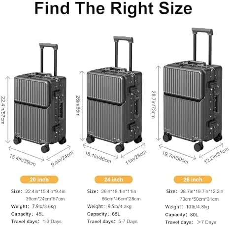 Carry-On Luggage with Spinner Wheels — Smart Luggage, AIWEINY