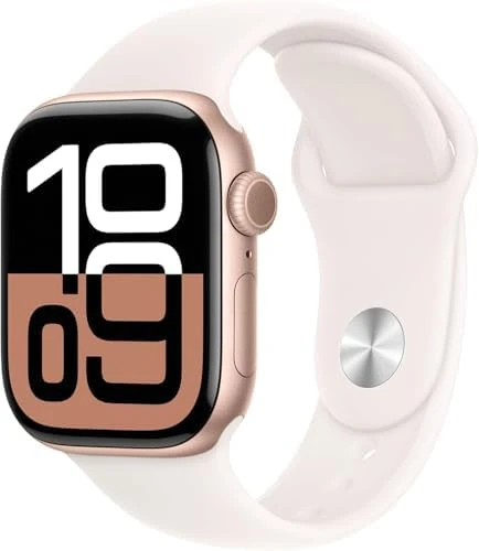 Watch Series 10 [GPS + Cellular, 1.65 inches] - Rose Gold Aluminum Case with Light Blush Sport Band, S/M (Renewed) — Smart Watch, Apple