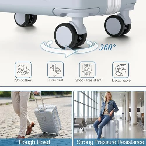 Aluminum Frame Luggage 28 Inch Checked Suitcase With Wheels No Zipper PC Hard Shell Suitcases with Cup Holder and... — Smart Luggage, Krute