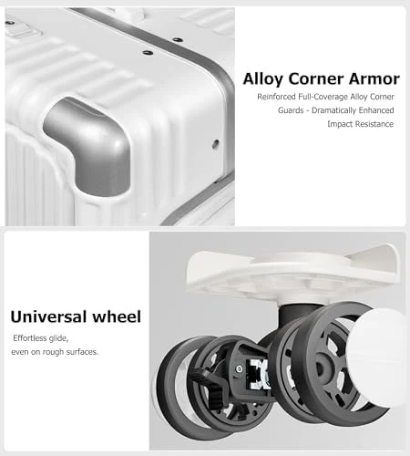 Aluminum Frame PC Carry On Luggage with Tri-Zone Access, Hard Shell, Brake Wheels, Cup Holder, and Phone Holder — Smart Luggage, feilario