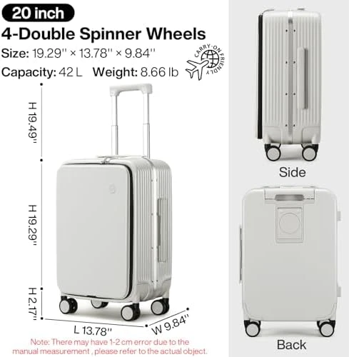 Carry On Luggage with Cup Phone Holder and Charger Hard Shell Suitcase — Smart Luggage, mixi