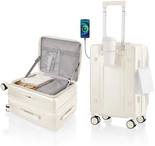 Expandable Carry On Luggage with Cup Holder, USB Charge, and TSA Lock — Smart Luggage, ISLAND ELEPHANT