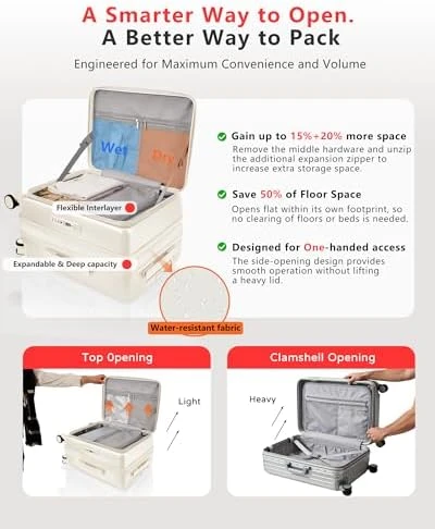 Expandable Carry On Luggage with Cup Holder, USB Charge, and TSA Lock — Smart Luggage, ISLAND ELEPHANT