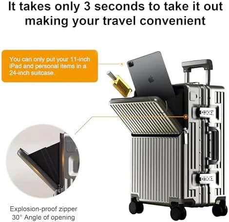 Expandable Carry-On Suitcase with Spinner Wheels — Smart Luggage, AIWEINY