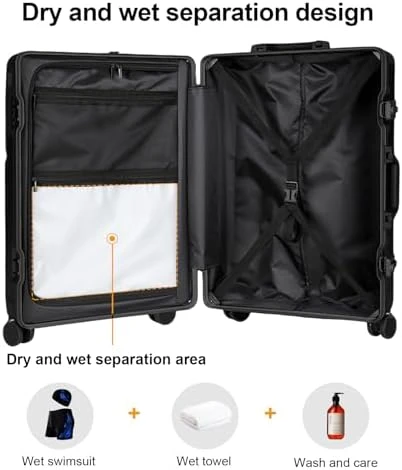 Expandable Carry-On Suitcase with Spinner Wheels — Smart Luggage, AIWEINY