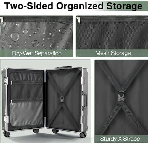 No Zipper Carry On Luggage with Wheels, Cup Holder, and Charger — Smart Luggage, Krute