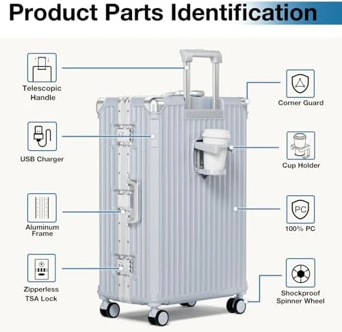 No Zipper Luggage Set 2 Pieces Aluminum Frame PC Hard Shell Zipperless Suitcase Set With Wheels TSA Lock Carry On and... — Smart Luggage, Krute