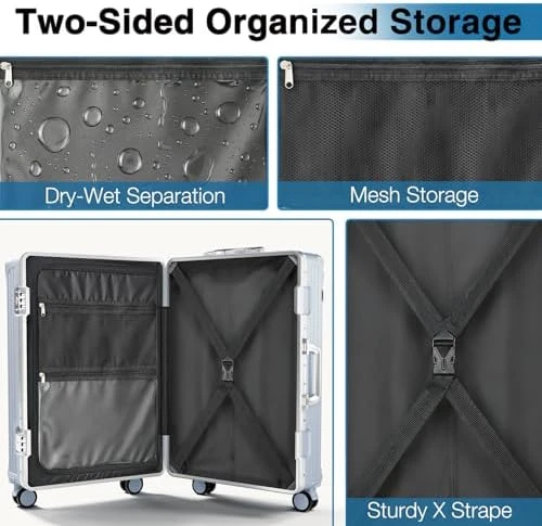 No Zipper Luggage Set 2 Pieces Aluminum Frame PC Hard Shell Zipperless Suitcase Set With Wheels TSA Lock Carry On and... — Smart Luggage, Krute