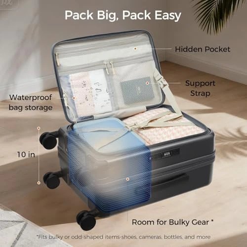 Top Opening Expandable Hard Shell Carry-On Suitcase — Smart Luggage, CASELLY