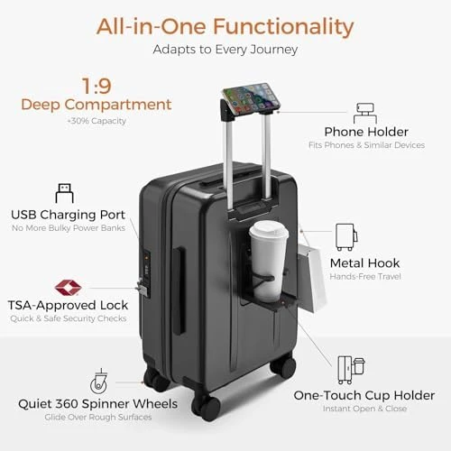 Top Opening Expandable Hard Shell Carry-On Suitcase — Smart Luggage, CASELLY