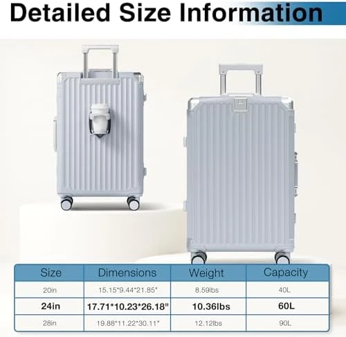 Zipperless Luggage with Spinner Wheels, Charger, and Cup Holder — Smart Luggage, Krute