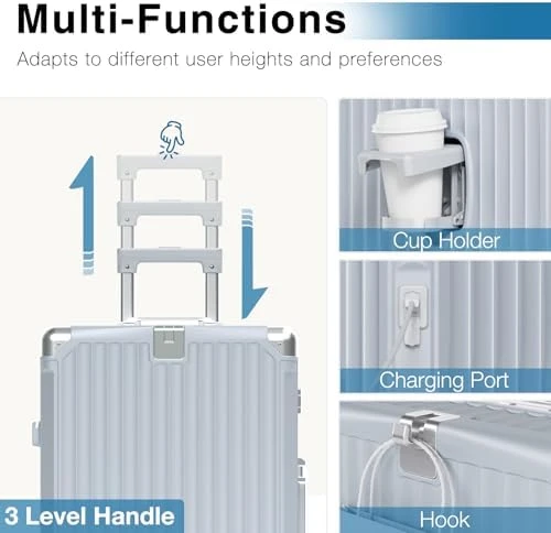 Zipperless Luggage with Spinner Wheels, Charger, and Cup Holder — Smart Luggage, Krute