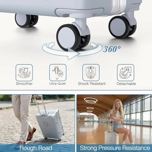 Zipperless Luggage with Spinner Wheels, Charger, and Cup Holder — Smart Luggage, Krute