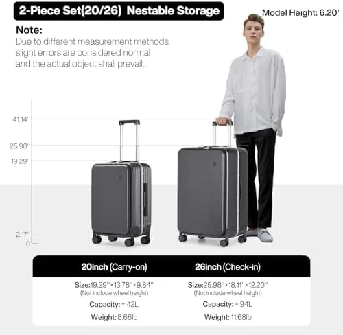 2-Piece Luggage Sets with Cup Phone Holder and Charger Hard Shell Suitcases with Spinner Wheels — Smart Luggage, mixi