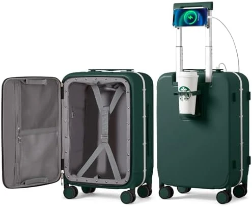 2-Piece Luggage Sets with Cup Phone Holder and Charger Hard Shell Suitcases with Spinner Wheels — Smart Luggage, mixi