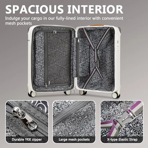 3 Piece Set Hardside Expandable Luggage with USB Charging Port and Cup Holder — Smart Luggage, Joyway