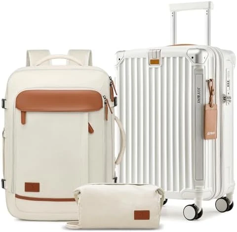 3 Piece Set Hardside Expandable Luggage with USB Charging Port and Cup Holder — Smart Luggage, Joyway