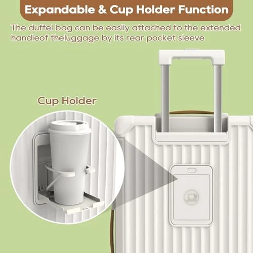 Carry On Luggage with Cup Holder and USB Port, Expandable Capacity, Smart Suitcase with Anti Slip Wheels and Handbag, 3... — Smart Luggage, Joyway