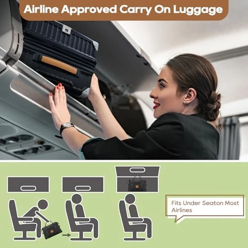 Carry On Luggage with Cup Holder and USB Port, Expandable Capacity, Smart Suitcase with Anti Slip Wheels and Handbag, 3... — Smart Luggage, Joyway