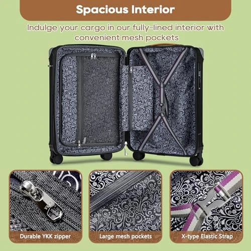 Carry On Luggage with Cup Holder and USB Port, Expandable Capacity, Smart Suitcase with Anti Slip Wheels and Handbag, 3... — Smart Luggage, Joyway