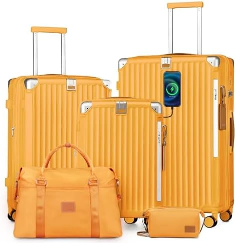 Carry On Luggage with Cup Holder and USB Port, Expandable Capacity, Smart Suitcase with Anti Slip Wheels and Handbag, 3... — Smart Luggage, Joyway