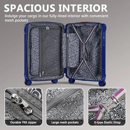 Carry On Luggage with Cup Holder and USB Port, Expandable Capacity, Smart Suitcase with Anti Slip Wheels and Handbag, 3... — Smart Luggage, Joyway