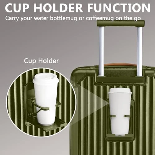 Carry On Luggage with Cup Holder and USB Port, Expandable Capacity, Smart Suitcase with Anti Slip Wheels and Handbag, 3... — Smart Luggage, Joyway