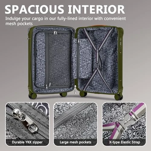 Carry On Luggage with Cup Holder and USB Port, Expandable Capacity, Smart Suitcase with Anti Slip Wheels and Handbag, 3... — Smart Luggage, Joyway