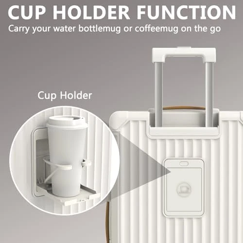 Carry On Luggage with Cup Holder and USB Port, Expandable Capacity, Smart Suitcase with Anti Slip Wheels and Backpack, 3... — Smart Luggage, Joyway