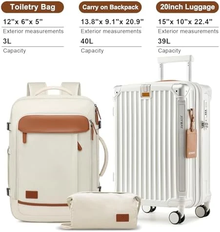 Carry On Luggage with Cup Holder and USB Port, Expandable Capacity, Smart Suitcase with Anti Slip Wheels and Backpack, 3... — Smart Luggage, Joyway