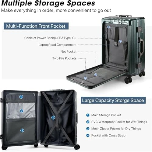 Front Pocket Carry On Luggage — Smart Luggage, MRPLUM