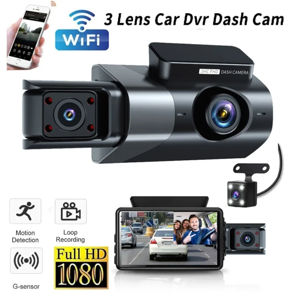 3-Channel Driving Recorder with 3-inch IPS Screen — Dash Cam, Jianrong