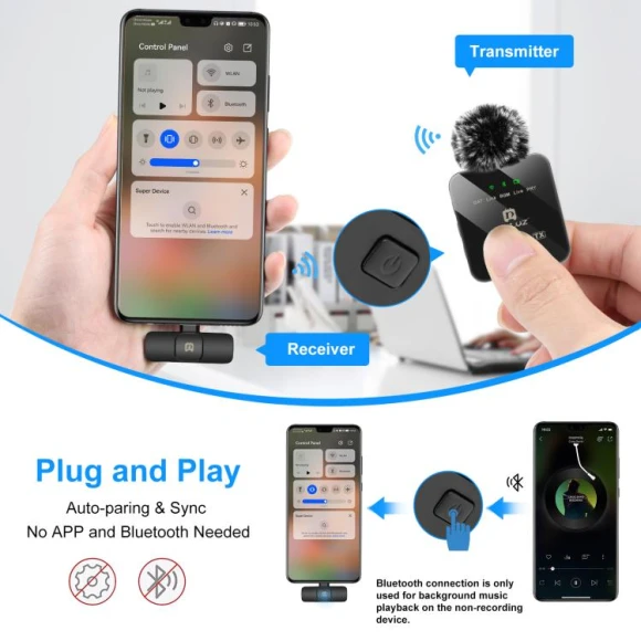 Wireless Lavalier Microphone for Type-C Phone, PULUZ