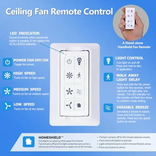 Ceiling Fan Remote Control Kit with Light Dimmer — Smart Fan, UBORSY
