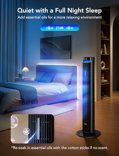 Tower Fan for Bedroom, Smart Floor Fan with Adjustable Oscillating, App & Voice Control, Multiple Modes and Speeds,... — Smart Fan, GoveeLife